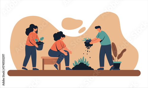 People gardening together in a community project