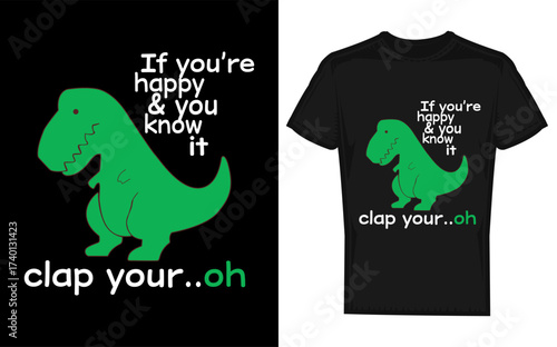 Cute t rex dinosaur silhouette clapping hands to the tune of if you re happy and you know it perfect for children s songs and educational content silhouette