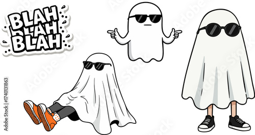 Sassy Ghost Wearing Sunglasses Throws Up Peace Signs