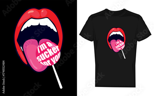 A playful and vibrant silhouette design featuring a large colorful lollipop with the phrase i m a sucker for you in a fun pop art style perfect for candy lovers and sweet declarations