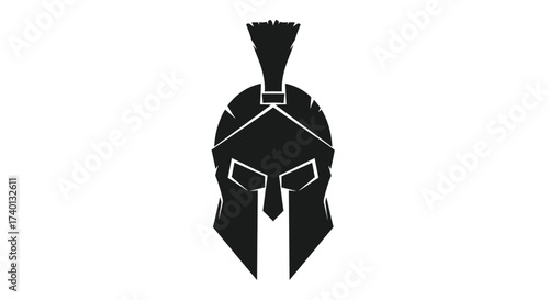Spartan helmet illustration in black and white vector format design