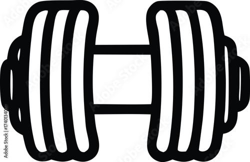 Iconic dumbbell silhouette for fitness gyms sports health and wellness themes strength training equipment graphic element