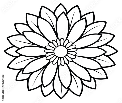 White flower illustration on black background