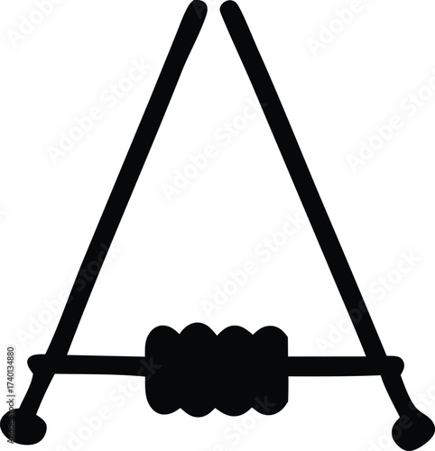 Simple silhouette of a musical instrument with strings and a resonator symbolizing sound and harmony