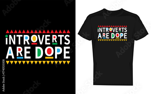Typography celebrating introverts with a bold introverts are dope message in a striking silhouette style perfect for apparel and gifts