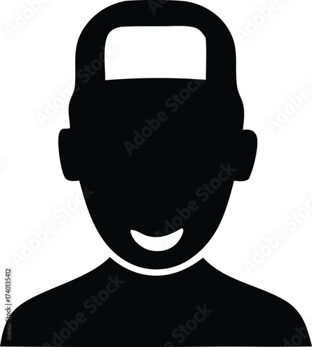 Simple silhouette icon of a person with a thought bubble overhead for ideas and concepts