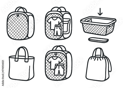 Travel essentials: organized packing with bags, compression cubes, and tote