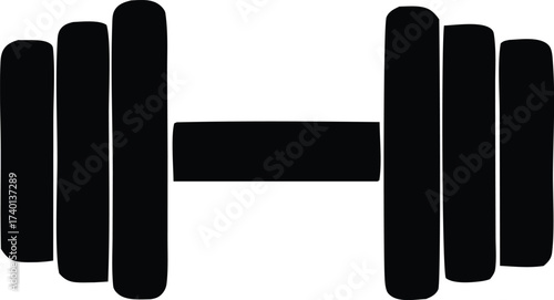 Classic dumbbell icon silhouette for fitness training and weightlifting workouts gym exercise equipment graphic element