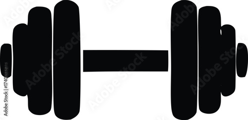 Simple black dumbbell graphic for fitness gyms workout routines weightlifting sports and healthy lifestyle concepts