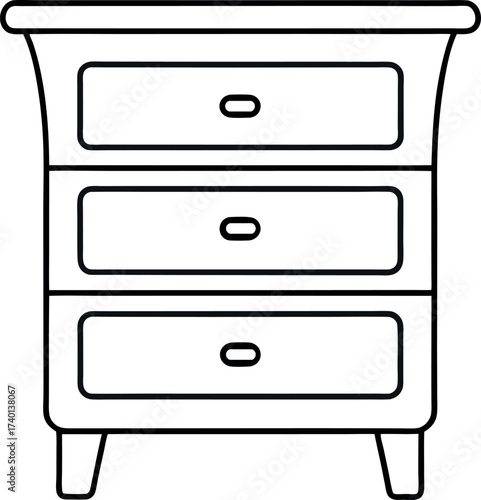 Stylized Line Art of Bedroom Storage Furniture