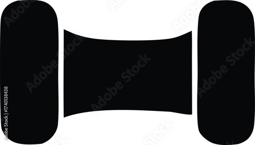 Solid black silhouette of a dumbbell weight representing strength fitness and exercise equipment for sports and training