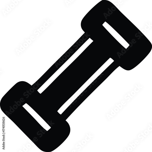 Simple black dumbbell icon representing strength training fitness workout equipment strength exercise symbol