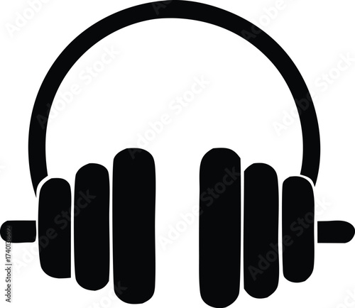 Creative gym headphones dumbbell icon for fitness music and workout motivation design elements