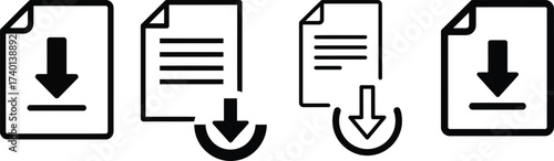 Download icons set with document and arrow symbols file