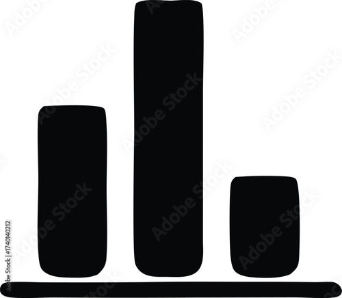 Three silhouetted objects varying in height on a subtle base element represents growth or comparison in a minimalist style