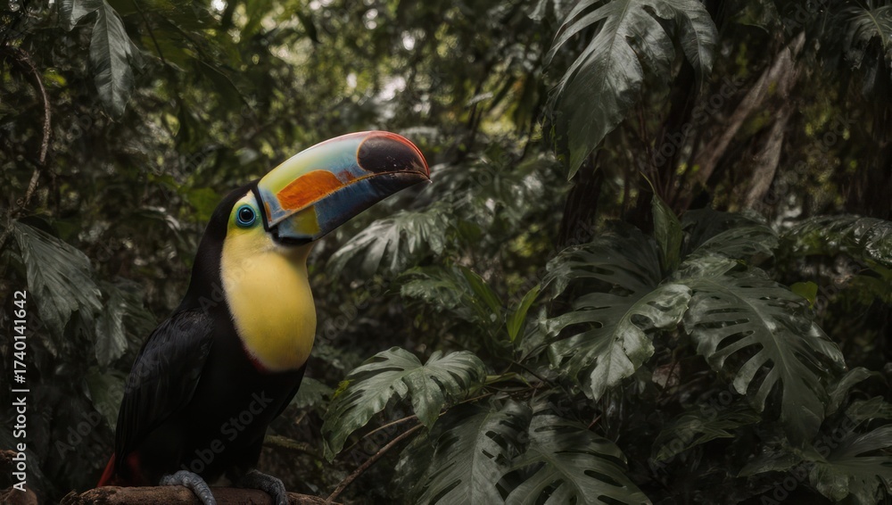 Fototapeta premium Toucan in a lush rainforest (1)