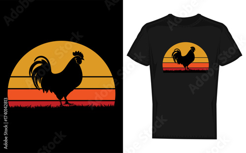 Farm animal rooster chicken silhouette illustration for farming and agriculture themes