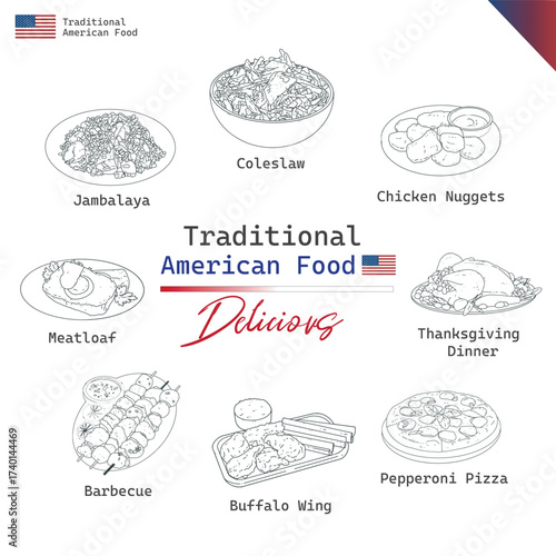 Vector of american foods collection