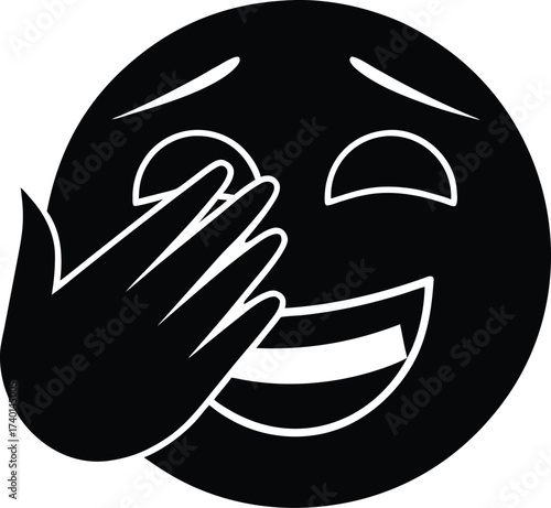 Laughing Emoji Facepalm Vector with Playful and Joyful Expression Vector silhouette