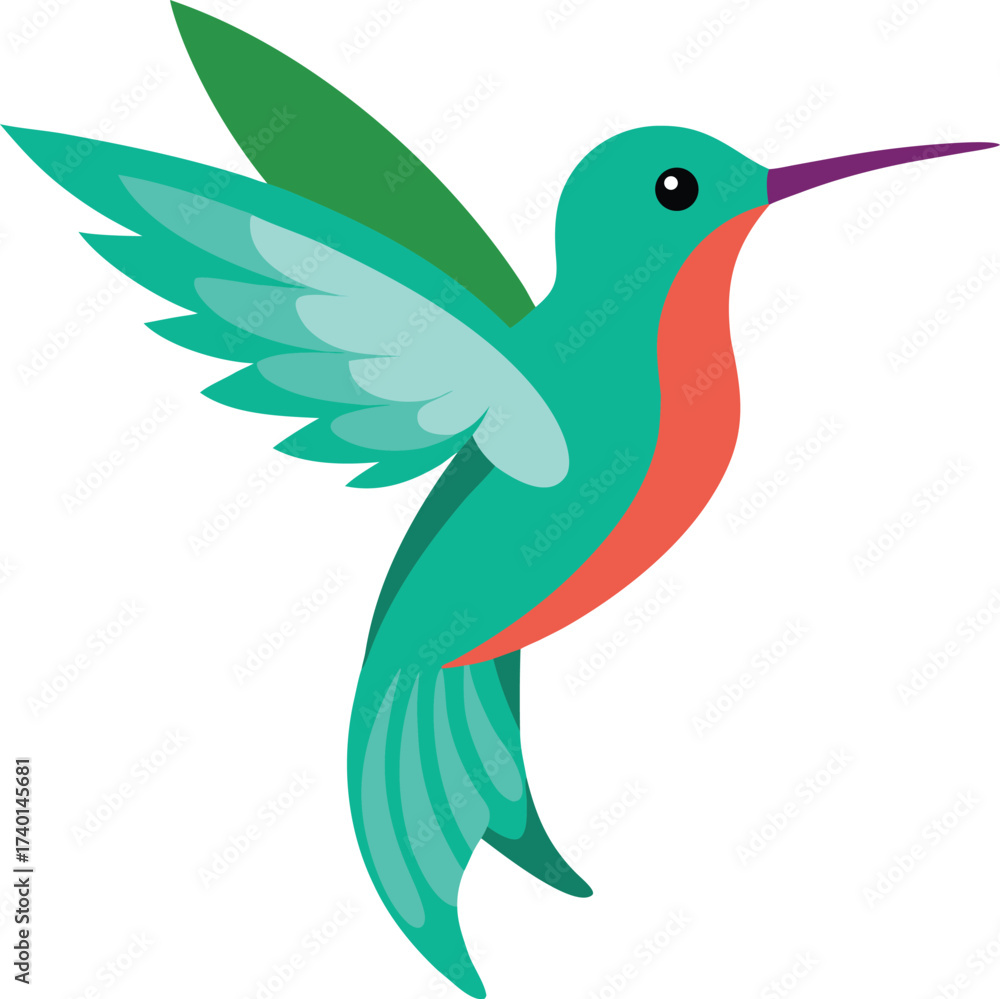 Obraz premium Vector art of hummingbird on a branch