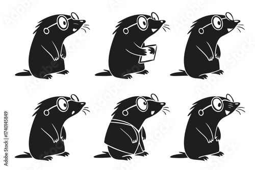 Cute cartoon mole wearing glasses as a graphic design element