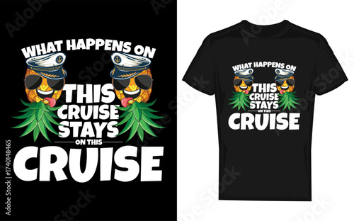 A playful silhouette design capturing the essence of a swinger cruise with the memorable phrase what happens on this cruise stays on this cruise for adult themed parties and events