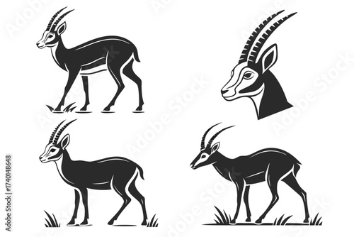 Minimalist dik dik antelope icon set