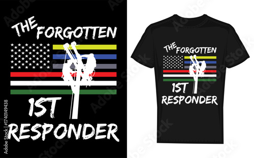 Electrical lineman silhouette tribute to forgotten first responders isolated on transparent background