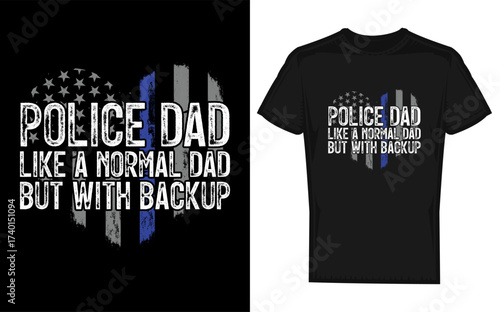 Thin blue line police dad silhouette graphic design for banners and advertisements isolated on transparent background