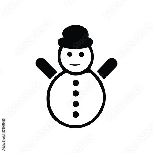 Simple snowman silhouette icon vector design for winter holiday and Christmas celebration themes