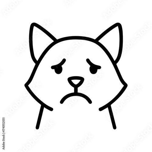 outline sad cat on a white background
Vector line icon animal character emotion, including joy and sadness