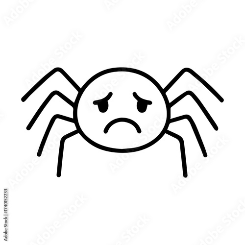 outline sad spider on a white background
Vector line icon animal character emotion, including joy and sadness