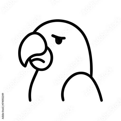 outline sad parrot on a white background
Vector line icon animal character emotion, including joy and sadness