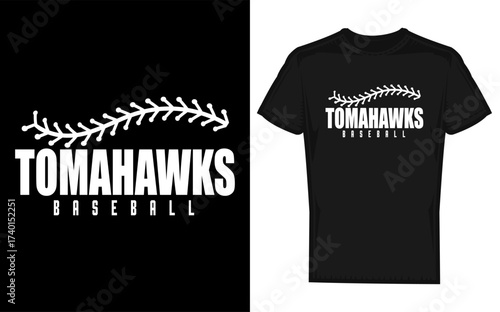 Tomahawks baseball halfball team logo silhouette isolated on transparent background for school and college sports branding