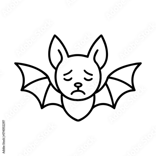 outline sad bat on a white background
Vector line icon animal character emotion, including joy and sadness
