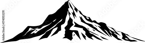 Black Outline of a Craggy Mountain