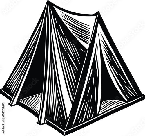 Dramatic lightning strike illuminating a stormy night sky over a vast landscape isolated on transparent background