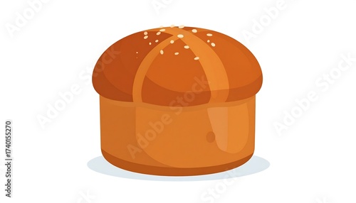 A Delicious and Freshly Baked Round Bread Bun with a Decorative Design
