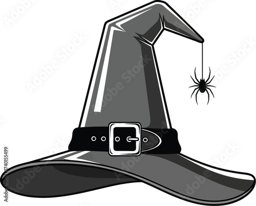 Witch hat with spider hanging perfect for halloween decor