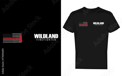 Dynamic silhouette of brave firefighters in uniform ready for wildland rescue operations showcasing courage and dedication in a bold graphic design