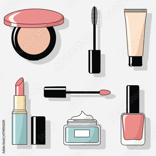 Collection of assorted makeup items for beauty and personal care routines