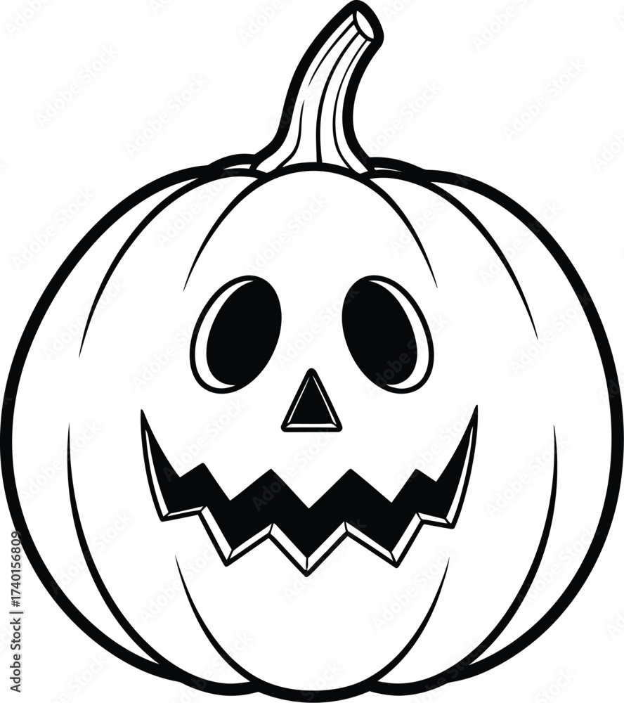 Fototapeta premium Simple halloween pumpkin illustration with a spooky face