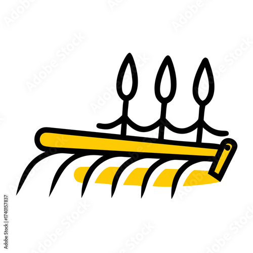 Field cultivator tine graphic illustration in simple design  