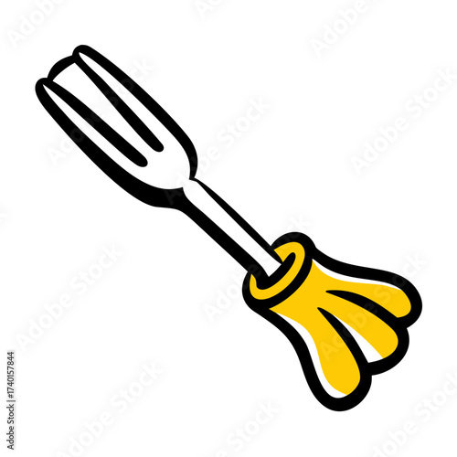 Fondue fork with chicken wing handle in playful design  