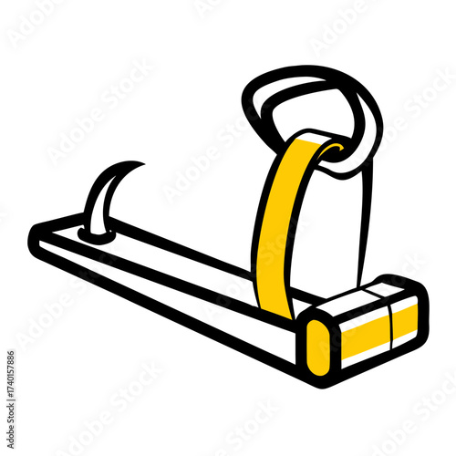 Freight pallet strap tool in yellow and black colors for securing loads  