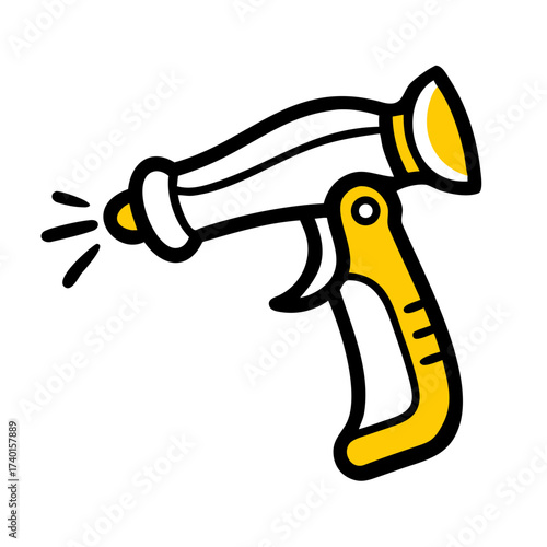 Garden hose nozzle with trigger spray mechanism in yellow design  