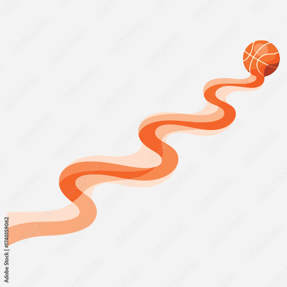 Fototapeta premium Orange basketball motion design featuring a curved swoosh element, dynamic sports visual