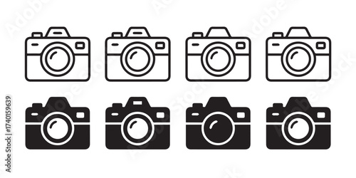 camera symbols collection modern retro dslr compact lens shutter vector pack