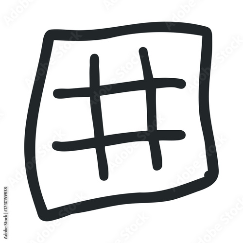 Driftwood tic tac toe grid on white background - playful abstract design