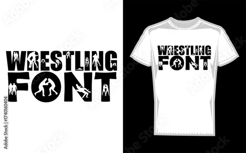 Dynamic silhouette of a wrestler in action capturing the intensity and athleticism of the sport perfect for sports themed designs and apparel
